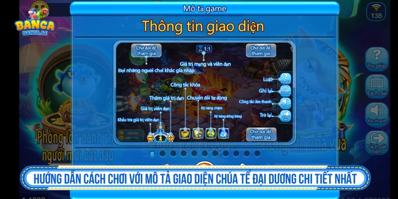 Chúa Tể Đại Dương Bắn Cá Săn Đại Boss Siêu Hấp Dẫn Hướng dẫn cách chơi với mô tả giao diện Chúa Tể Đại Dương chi tiết nhất