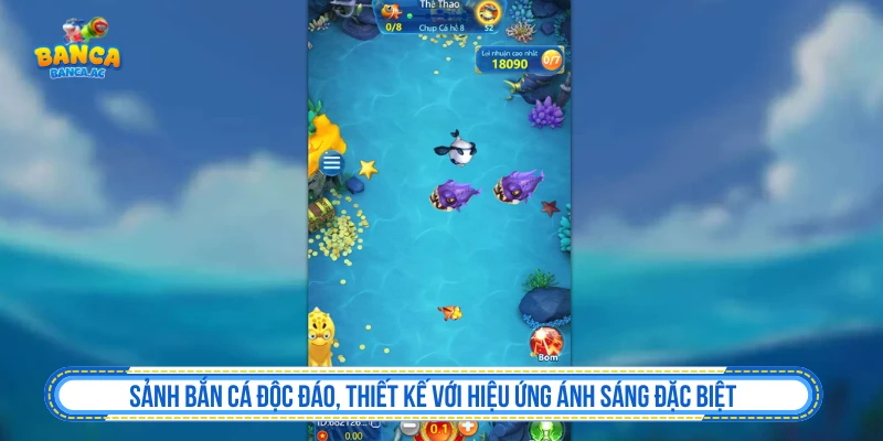 Bắn Cá Thần Rồng Săn Boss Thần Long Nhận Thưởng Khủng Sảnh bắn cá độc đáo, thiết kế với hiệu ứng ánh sáng đặc biệt