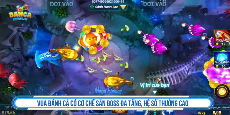 Bắn Cá JL Đồ Họa Chất Lượng Kho Game Ấn Tượng Nhất Vua Đánh Cá có cơ chế săn boss đa tầng, hệ số thưởng cao